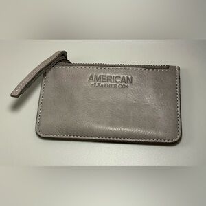 Rare Sleek HTF Modern Vintage American Leather Co. Gray Leather Small ID Wallet